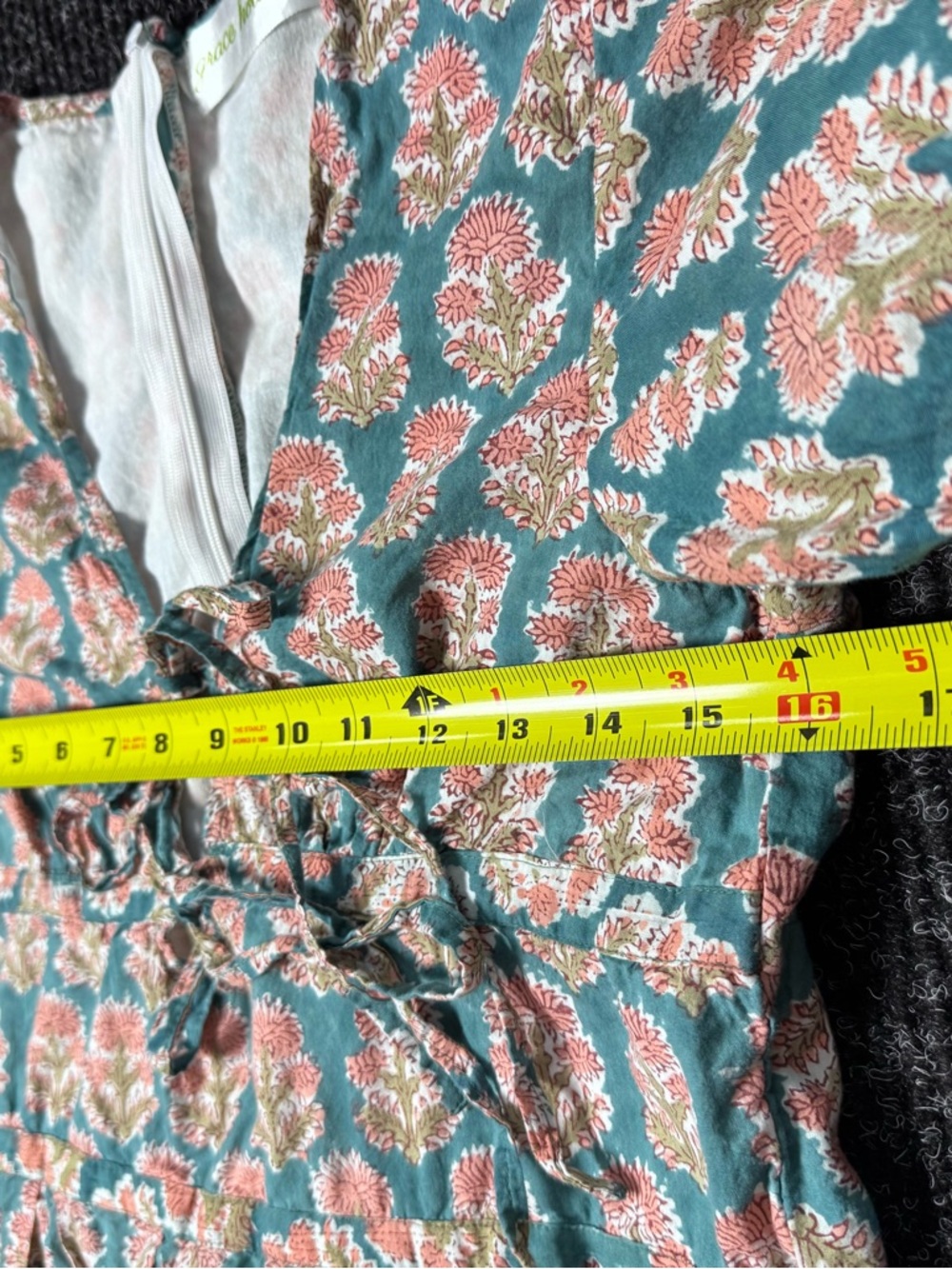 Grace Holiday Floral Cottagecore Dress Medium Puff Sleeve Boho Tie Front - Picture 4 of 6